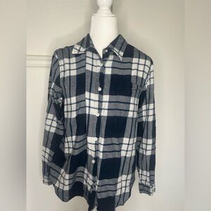 Wrangler Wrancher Blue and White Plaid Casual Button Down Shirt size M